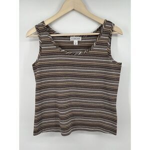 St. John Sport Size Small Brown Metallic Striped Sleeveless Knit Top Marie Gray